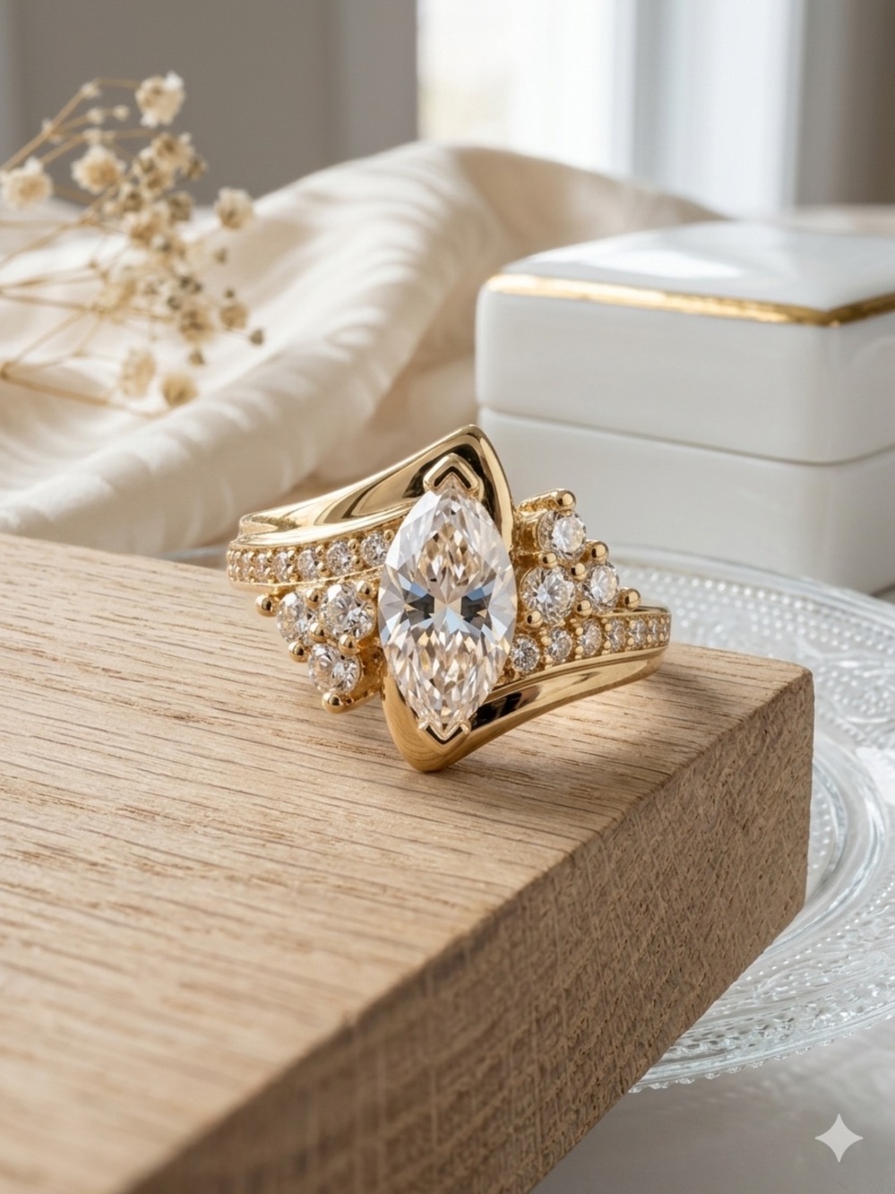 14k Gold - Filled Marquise Cubic Zirconia Statement Ring